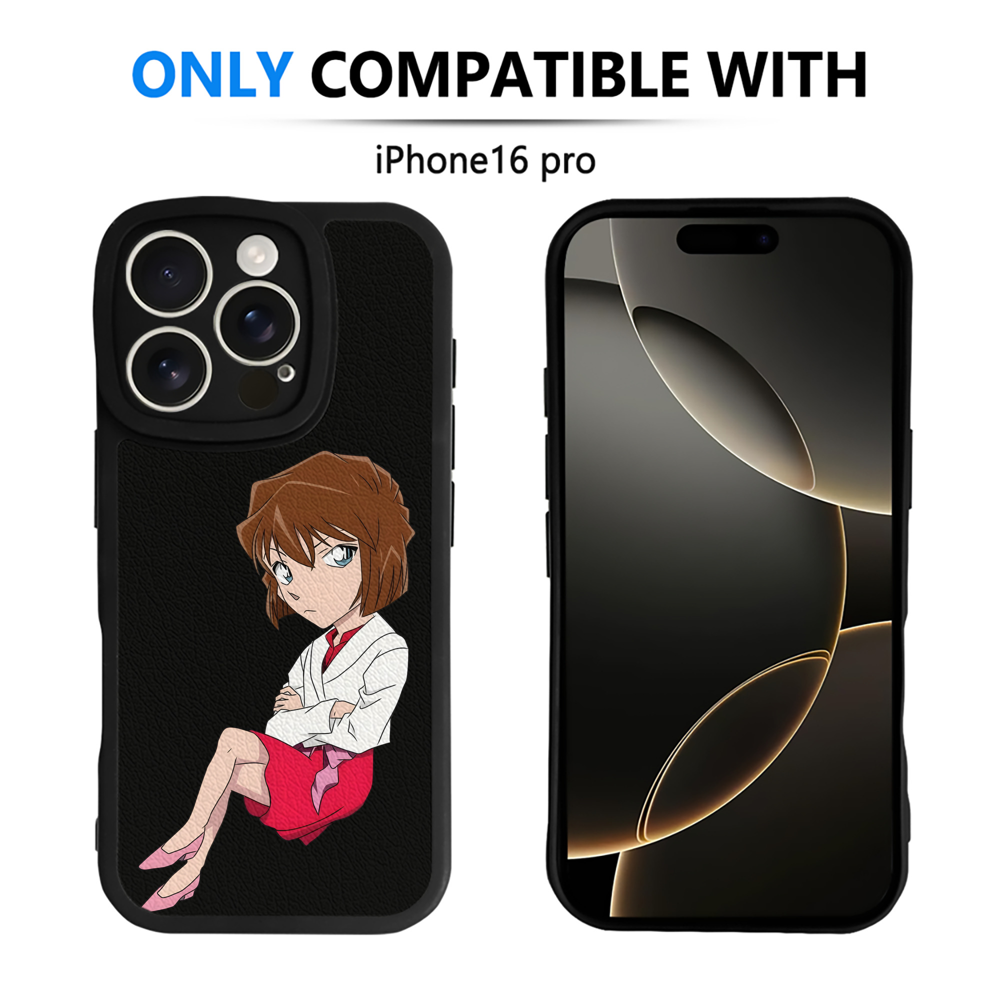 （画像用） 名探偵コナン 灰原 哀 はいばら あい Detective Conan Anita Hailey、Vi Graythorn Haibara Ai 【iPhone 16シリーズ対応】シリコンスマホケース（レザー調） 材質：シリコン